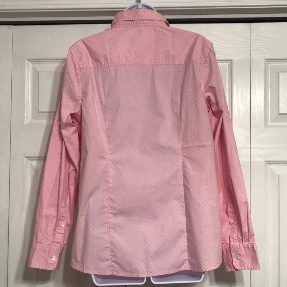 L.L. Bean Polka Dot Pastel Pink Long Sleeve Button Down Shirt Women’s Size Large - Picture 2 of 9
